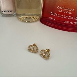 Dior Crystal Gold Finish Stud Earrings